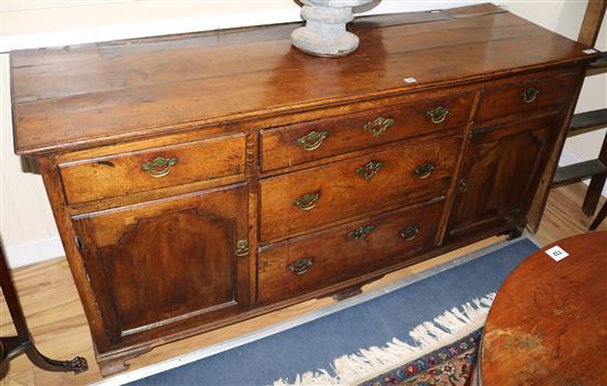 George III Lancashire oak dresser, W183cm